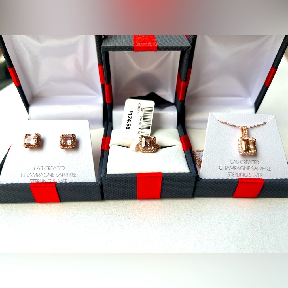 14k Rose Gold Champagne Sapphire Gift Set